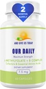 Onze dagelijkse Vites L-methylfolaat B Complex Cofactors & Essentiële Aminozuren (7.5mg) - Actieve Folaat, Gemethyleerd B12 Methylcobalamine, B6 en Glycine - 60 Tel.