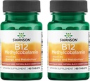 Swanson Vitamine B12 Methylcobalamine - Natural Black Cherry Smaak 2500 mcg 60 Tabs (2 Pack)