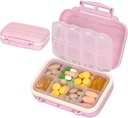 NatureTouch Pill Organizer Weekly, 8 Compartments Food Grade Material Travel Pill Box with BPA Free for Medicine, Supplement, Vitamin, Fish Oil, Pink