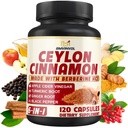 Ceylan Capsules de cannelle avec HCl berbère, vinaigre de cidre de pomme, curcuma, ginseng, poivre noir - 6in1 pour soutenir la fonction immunitaire - 120 Compte