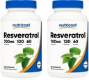 Nutricost Resveratrol 700mg; 120 plantaardige capsules - 50% Trans-Resveratrol (2 flessen)