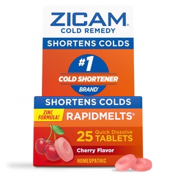 Zicam Cold Remedy Zink Rapidmelts, kersensmaak, Homeopathische, Koude Verkorting Geneeskunde, Kortsluiting Koude Duur, 25 Tel.
