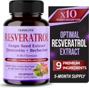 RESVERATROL 9-in-1 Formule - met melkdistel, Kurkuma, Black Pepper Non-GMO, Glutenvrij, Sojavrij