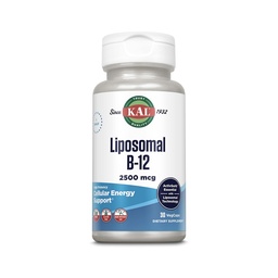 KAL Liposomale Vitamine B12 2500 mcg, Hoge Absorptie, Liposomale Technologie, Cellular Energy Support, Vegan Capsules, Glutenvrij, zonder soja gemaakt, 30 porties