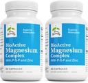 Terry Naturally BioActive Magnesium Complex - Bone & Heart Health Support - Supplement met vitamine B6, Zink & Magnesium - Pyridoxal-5-Fosphate Vegan Capsule Supplement - 60 capsules (verpakking van 2)