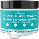 Regulate MAX Myo-Inositol & D-Chiro Inositol Supplement Powder for Women with Vitamin D & Folate PCOS Nutritional Support, Hormone Balance & Fertility Support, Unflavored 60 Servers