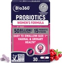 Bio360 Probiotica voor vrouwen Vaginigal Health - Ondersteunt pH-balans, vaginale, urineweg, & Digestieve gezondheid - 50 miljard CFU & 15 Unieke strepen voor gezonde vaginale Odor & Vaginale Flora - Shelf Stable