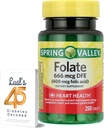 LUAL Spring Valley Folate 666 mcg DFE (400 mg foliumzuur) 250 CountBundle 45 Diabetes gedecodeerd, Folaat Supplement voor vrouwen