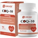 OMOGS CoQ10 400mg Softgels, Coenzym Q10 Hoge Absorptiesupplementen Ondersteuning Hart- en vaatziekten, Cardiovasculaire Gezondheid, Immuunstelsel en Cellulaire Energie Productie, Glutenvrij, 90 Softgels