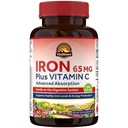 Supplément de fer Vitalitown pour les femmes hommes, Hign Potency 65mg Fer avec vitamine C 250mg, moins constipant, mieux pour la construction de sang et l'amélioration énergétique, pas de gluten, non-OGM 60 pilules de fer végétalien