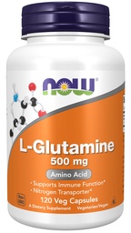 NOW Foods Supplements, L-Glutamine 500 mg, Stikstoftransporter*, Aminozuur, 120 Veg Capsules