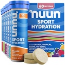Tablettes électrolytiques Nuun Sport avec Magnésium, Calcium, Potassium, Chlorure et Sodium, Sans gluten et végétalien, Arômes mélangés, 6 Pack (60 portions Total)