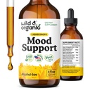 Wild & Organic Mood Support Supplement - Natural Liquid Drops for Positive Energy - Calm Mind Supplement for Women and Men - Non-Alcohol Ashwagandha & Rhodiola Rosea Root Tinctuur for Good Mood - 4 oz