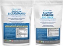 Bicarbonate de sodium biologique Alkaline Supplément 2LB & Bio Fibre nettoyant le rein detox 2,5 LBS bundle – soutient la santé rénale, l'acide stomach neutralisant, les superaliments alcalins, le soutien immunitaire de détox et déchets