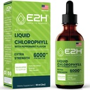 E2H Chlorofyl Liquid Drops - Natural Energy Booster, Immuun systeem ondersteuning en interne deodorant - Pepermunt smaak - 2 Fl Oz