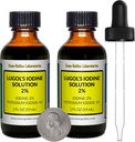Lugol's Jodium / 2% Oplossing / 4 Oz in Twee Amber glazen flessen / Gratis Droppers / USA