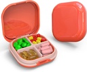 Dagelijkse pil Organisator 4 Compartments, Kleine pil Box Portable Travel Pill Case, Mini Pill Container voor Purse Pocket, Compact Travel Medicine Organizer voor Vitamine, kabeljauw Leverolie, Supplement (Roze)