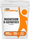 BulkSupplements.com Poudre de magnésium D-Aspartate - Magnésium à haute absorption, supplément minéral - sans gluten, 680mg (50mg de magnésium) par portion, 100g (3,5 oz) (paquet de 1)