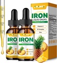 Liquid Iron Supplement for Women Men & Kids Multivitamine Iron Drops with Folate, Vitamin C, B6, B12, Zink for Anemie, Iron Deficency, Blood Builder, Energy - Natural Ananas Flavor, Vegan 4 Fl Oz