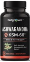 Natgraved Ashwagandha KSM 66 Supplément 600 mg - Stress, Mood, & Athletic Support - Extrait de racine KSM66 biologique avec 5% de Withanolides - Capsules végétaliennes - 60 Compte