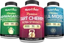 Nutrivein Irish Sea Moss Capsules, Ashwagandha, and Tart Cherry Capsules Bundle: Sea Moss, Tart Cherry Supplement, & Ashwagandha Supplements | Supports Digestive Wellness and Daily Nutrition