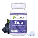 EZ Melts Zink - Supplement for Immune, Digestief & Skin Health Support - Non-GMO, Vegan & Glutenvrije - Blueberry Blast - 60 dissolveable Tablets (60 Servings)