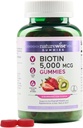 NatureWise Biotin Gummies - Ondersteunt gezond haar, huid en sterke nagels - Vitamine B7 5000mcg - Natuurlijke schoonheid - Aardbei-Kiwi smaak - Veganistisch, Non-GMO, Glutenvrij - 90 Tellen[45 Dagen Levering]