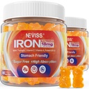 Vegan Iron Gummies Supplement with Vitamin C, B12, Folate & Turmeric - Energy & Immune Health 
