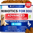 Probiotica voor honden - Ondersteuning Gut Health, Itchy Skin, Allergieën, Immuniteit, Gistbalans - Hondenprobiotica en spijsverteringsenzymen met Prebiotica - Reduce Diarree, Gas - 180 Probiotische Kauwen voor honden