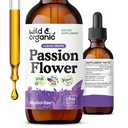 Wild & Organic Passionflower Tinctuur - Ontspannende Passie Bloem druppels voor vrouwen - Liquid Passiflora Incarnata Herb - Vegan, Suiker & Alcoholvrije Extract Supplement - 2 fl oz