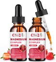 2 Pack Triple Magnesium Complex Liquid Drops Blend with Magnesium Glycinate 500mg, Malate and Taurate for Max Bio-Availability