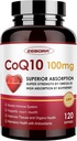 CoQ10-100mg-Softgels avec PQQ, BioPerine et Omega-3, Coenzyme Q10 Supplément pour haute absorption, puissant antioxydant, support coeur et production d'énergie
