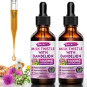 2 Pack Milk Thistle Liquid Drops - Lever Reiniging Detox & Reparatie - 1000mg Milk Thistle Supplement voor leverondersteuning, Silymarin Lever Supplement voor de gezondheid van de lever, Vegan, Non-GMO, 4 Fl Oz