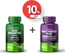 ORZAX Saw Palmetto 2000 mg 120 Vegatable Capsules en Milk Thistle Plus met Dandelion 120 Vegatable Capsule, Bundle