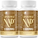 1500 MG Liposomal NAD+, 98% + Absorptie, NAD+ Supplement voor vrouwen en mannen met TMG, voor Veroudering Verdediging, Cellular Energy, Hart & Hersenfunctie, Levensduur, 120 Softgels