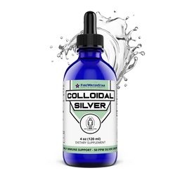 FWS Collective Silver, Liquid Silver Drops, 99,99% Pure Silver, 4 oz Glass Bottle, 60 Servings (2 maand levering), 50 ppm, Geconcentreerd voor gemakkelijke en handige porties