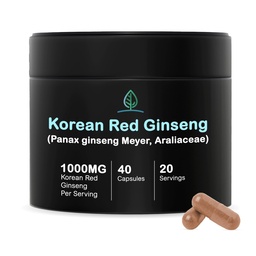 Boîte holistique Ginseng Rouge Coréen Ginseng Capsules Pure Panax Ginseng Supplément de Végétalien, sans gluten, sans OGM, sans remplissage