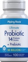 Piping Rock Probiotic and Prebiotic for Women and Men 50 Miljard CFU 