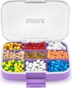 Grand organisateur de pilules, 9 compartiments Portable Pill Box Cas de preuve d'humidité, XL Pill porte-conteneur pour vitamines, huile de foie de morue, suppléments, médicaments (purple)