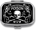 Metalen 2 Compartiment Pillen Organisator Reizen Vriendelijk Portable Compact Pill Box Cute Pill Case vast te houden Vitamines/Visolie/Supplements/Meds/Tablet voor Purse/Pocket (Geconcentreerde Poison) 1