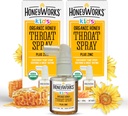 HoneyWorks Kids Throat Spray for Sore Throat Relief, 1 Oz (pack of 2) Verzachtende niet-GMO USDA Biologische Dark Honey + Zink, Snelwerkende Relief, 12 maanden +