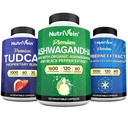Nutrivein Premium TUDCA, suppléments berbères et suppléments ashwagandha: Complexe berbère à haute absorption, extrait de racine ashwagandha et TUDCA pour la désintoxication, la vitalité et le bien-être