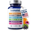 Immuneti - Protection immunitaire avancée, 6-en-1 mélange puissant de vitamine C, vitamine D3, zinc, mûres aînées, bulbe d'ail, échinacée - soutient la santé globale, fournit des nutriments vitaux et des antioxydants