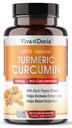 Viva Doria Kurkuma Curcumine met Black Pepper Extract 2250mg, 95% Gestandaardiseerde Curcuminoïden - Black Pepper voor Max Absorptie, 120 Plantaardige Capsules