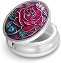 Pill Box-3 Compartiment kleine pil geval voor Purse & Pocket Mini metalen pil houder Travel Pill Container om supplementen vitamines BPA-vrij te houden (Rose)