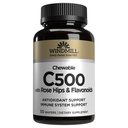 Windmolen Natuurlijke Vitaminen Vitamine C 500 mg, met Rose HIPS en Bioflavonoïden, Immune Booster, Antioxidant Ondersteuning, Kauwtabletten, Acerola Berry, 50 tabletten, 50 porties