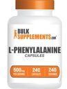 BulkSupplements.com Capsules de L-Phenylalanine - Supplément de Phénylalanine, L-Phenylalanine 500mg - Sans gluten, 1 Capsule par portion, 240 Capsules (paquet de 1)
