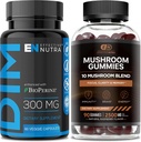 EFFECTY NUTRA DIM Supplement 300mg & Mushroom Gummies 2500mg - Extra sterkte DIM + Mushroom Complex for Estrogen Hormone Balance, Treatment of Acne & PCOS, Immune Support & Energy