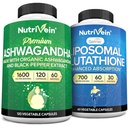 Nutrivein Premium Ashwagandha & Supplément de glutathion liposomique: supplément de glutathion à haute absorption et suppléments de glutathion pour l'immunité, l'équilibre, la vitalité et la désintoxication