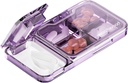 MURRI&MURRDI Pill Organizer with Pill Splitter Pill Cutter, Pill Box Cutter for Small or Large Pills, Small Medicine Case Dispenser Holder, Portable Pill Crusher for Purse Pocket (C Purple)
